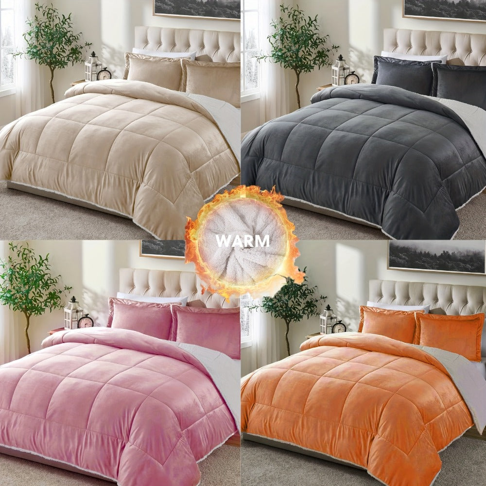 Sherpa Fleece Comforter Set Extra Thick Plush Microfiber Reversible Soft Warm Luxury Bed Blanket Twin XL Full Queen King 10 Colors