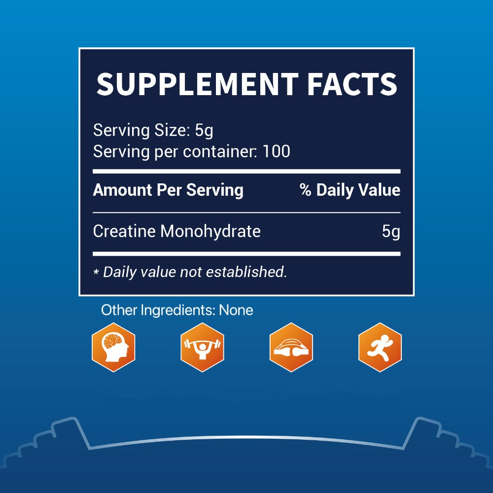 Micronized Creatine Monohydrate Powder 500g, 5000mg Per Serving, Pure Unflavored, cGMP, Third-Party Tested