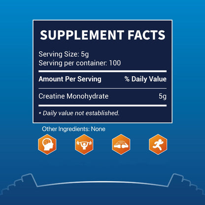 Micronized Creatine Monohydrate Powder 500g, 5000mg Per Serving, Pure Unflavored, cGMP, Third-Party Tested