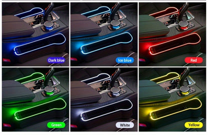 Black Lighted Seat-Gap Car Organizer with Phone Slot, USB Ports and Driver, Passenger or Pair Options