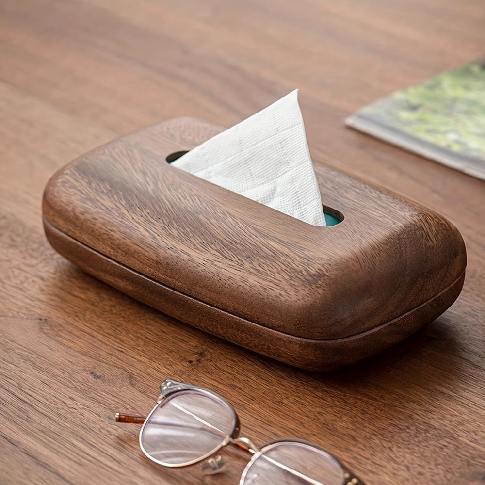 Walnut Tissue Box Cover Holder - Modern Minimalist Rectangular Decorative Napkin Dispenser with Premium Walnut Veneer Top