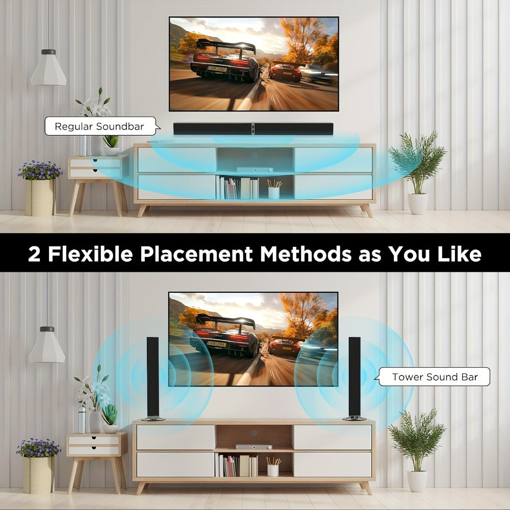 Detachable 31.5-Inch TV Soundbar with Remote, ARC, Optical and AUX Connections and Subwoofer Options