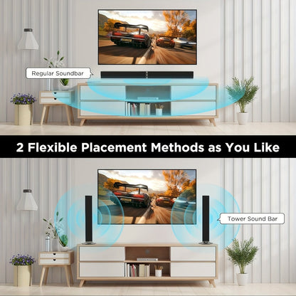 Detachable 31.5-Inch TV Soundbar with Remote, ARC, Optical and AUX Connections and Subwoofer Options