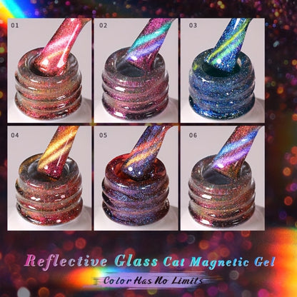 Gel Nail Polish BORN PRETTY 6-Piece 10ml Magnetic Cat-Eye Set with Double-Light Reflection