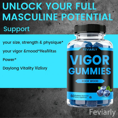 Men's Performance Gummies with Shilajit, Maca & Blueberry, Male Drive, Strength & Stamina Supplement