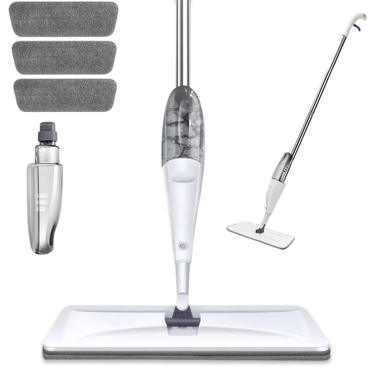Spray Mop with 3 Microfiber Carbon Fiber Pads Water Spraying Flat Mop Wet Dry Dual Use Floor for Entryways, Bedrooms and Living Spaces
