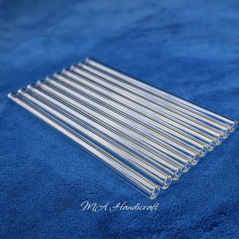 Borosilicate Glass Straws 10pcs Reusable Clear 12mm Wide, Heat Resistant 150°C for Entryways, Bedrooms and Living Spaces