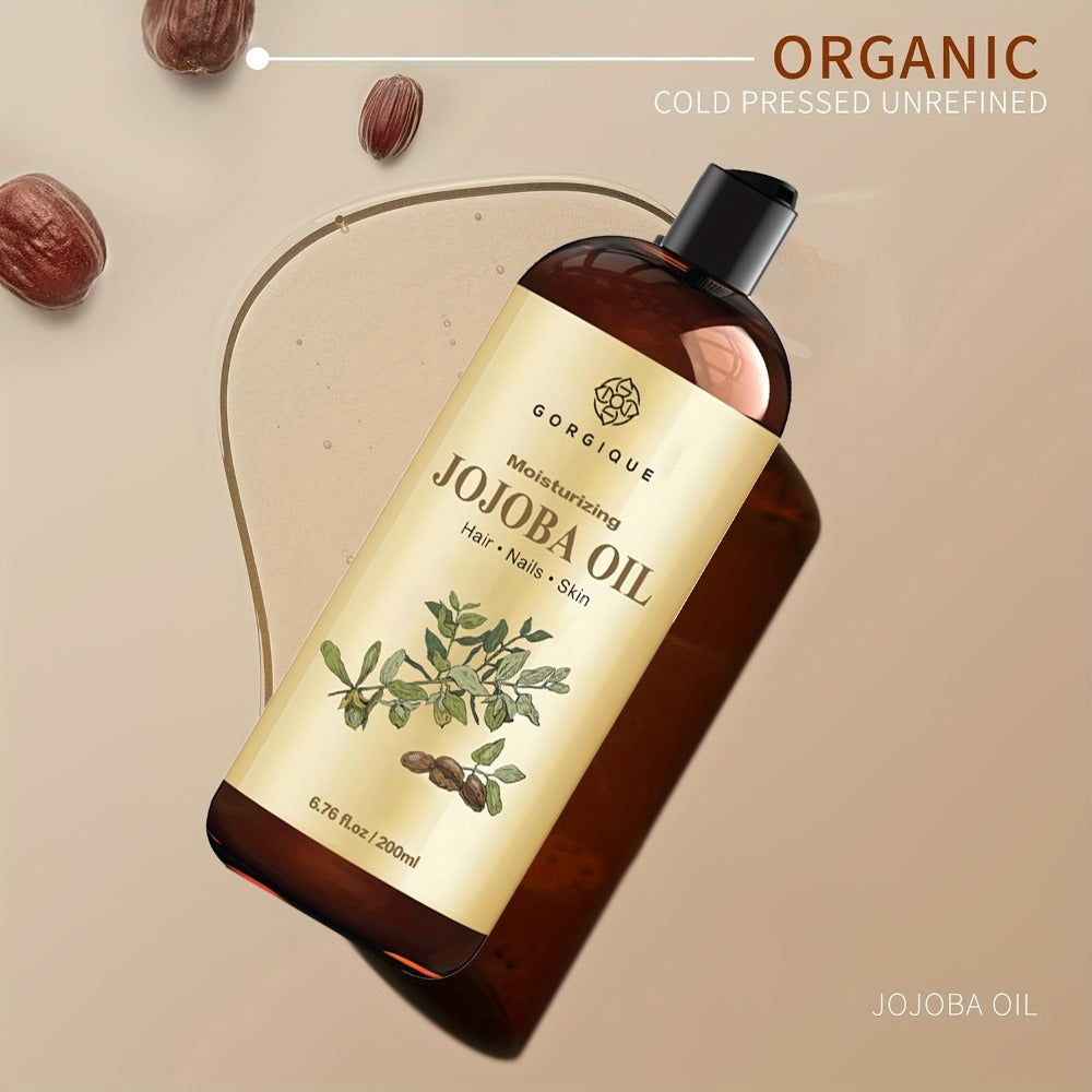 Jojoba Oil for Face Skin & Hair 200ml Cold Pressed Pure, Non-Comedogenic Deep Carrier Oil, Non-Greasy Sebum Balancing Formula