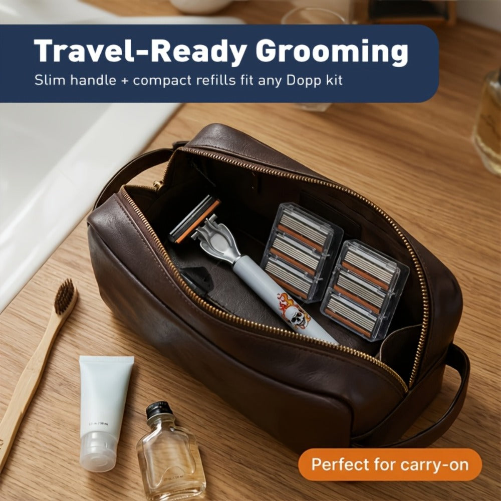 Men's Razor Set with Stainless Steel Replacement Blades – Reusable Handle & High-Capacity Blade Kit for Smooth Close Shave