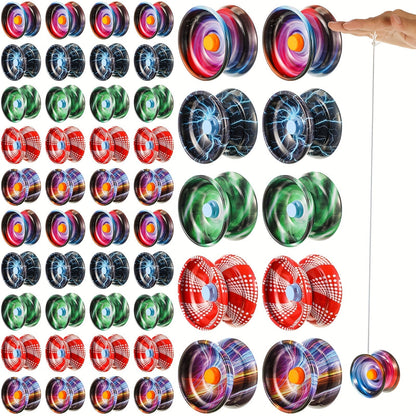 Metal Alloy Yoyo Bulk 50 Pcs Responsive Yo-Yo Set for Beginners Kids Adults Auto Return for Parties, Celebrations and Guest Favors
