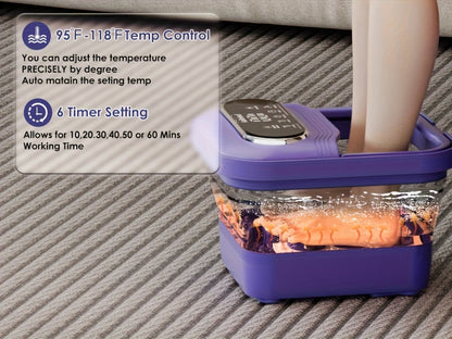 Foot Spa Bath Massager with Heat and Bubbles, Foldable Electric Foot Soak Tub with Heating, Bubble Massage