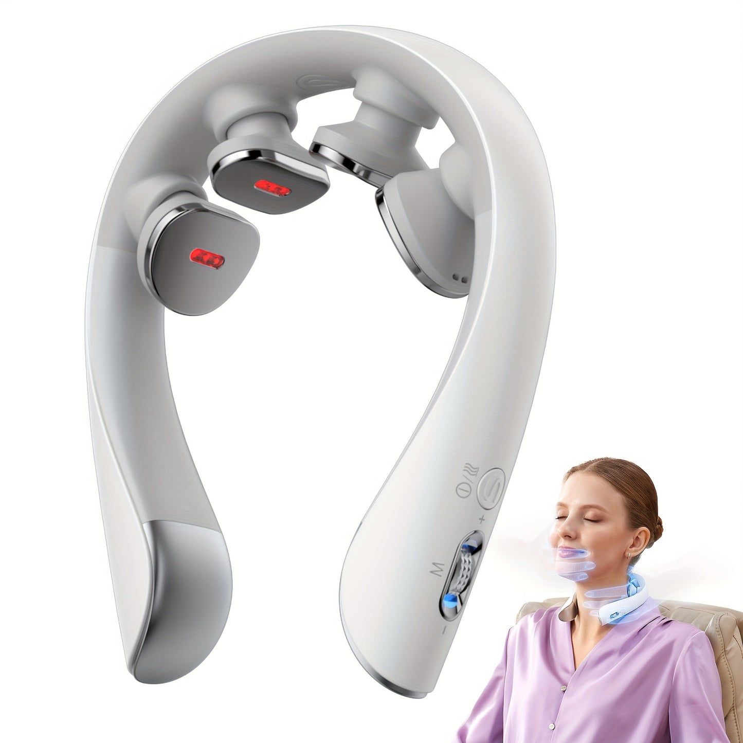 Neck Massager with Heat Cordless Electric Kneading, Wearable Hands-Free Portable Neck Shoulder Massager USB Rechargeable