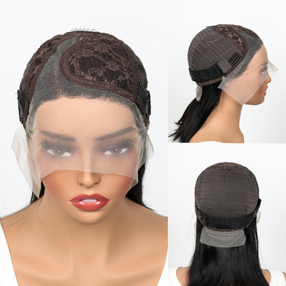 Lace Front Bob Wig Human Hair T Part 13x4 Pre-Plucked 180% Density Straight Side Part Natural, for Home, Travel and Salon Hair Styling