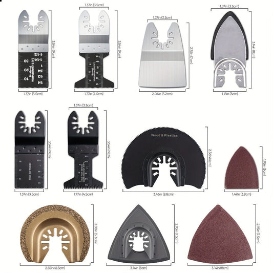 115pcs Oscillating Saw Blades Set with Sandpaper, Multitool Blades for Wood Metal Plastic, Universal Fit for Major Brands