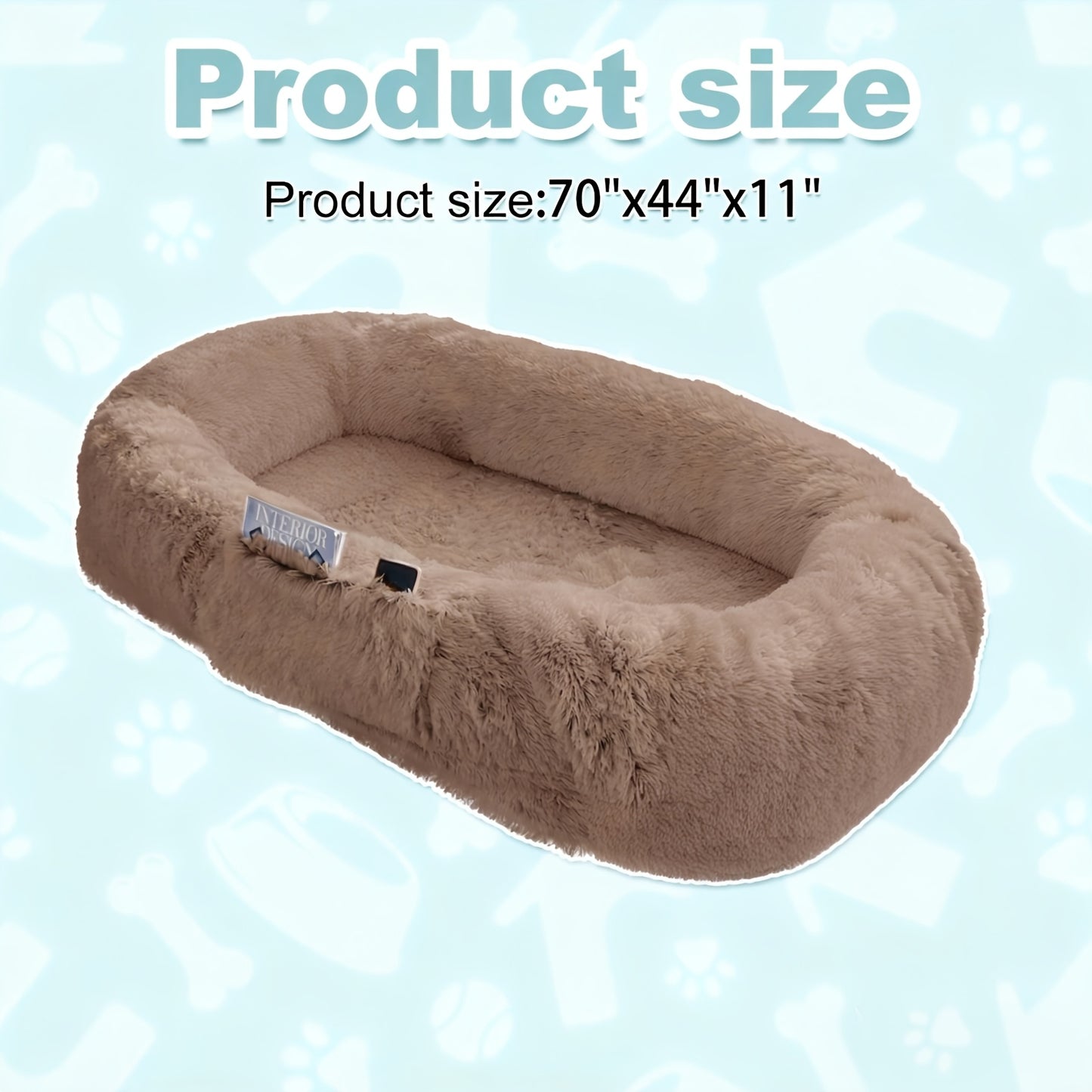 Human Dog Bed Extra Large – 70x44x11 Inch Washable Faux Fur Orthopedic Dog Bed for People & Pets, Non-Slip Giant Dog Bed with Removable