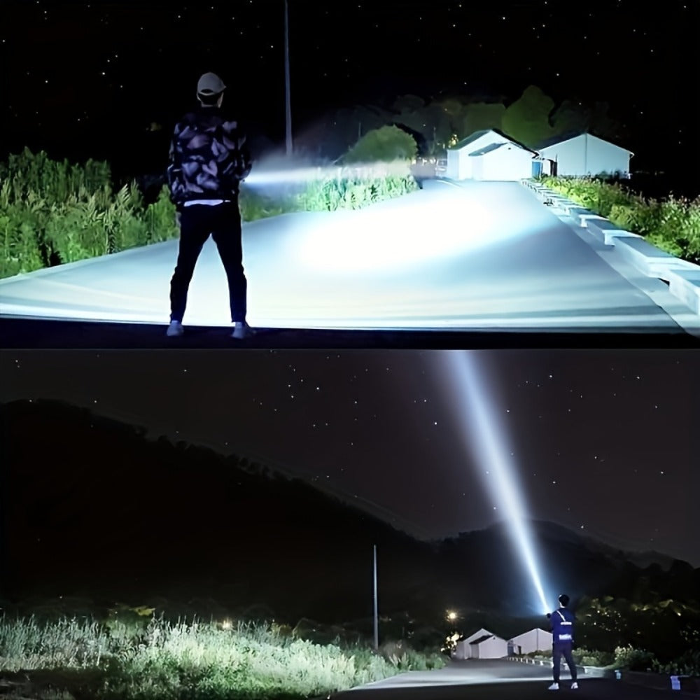 XHP90 High Power LED Flashlight USB Rechargeable Powerful Spotlight Searchlight, 4 Modes for Camping, Travel and Outdoor Use