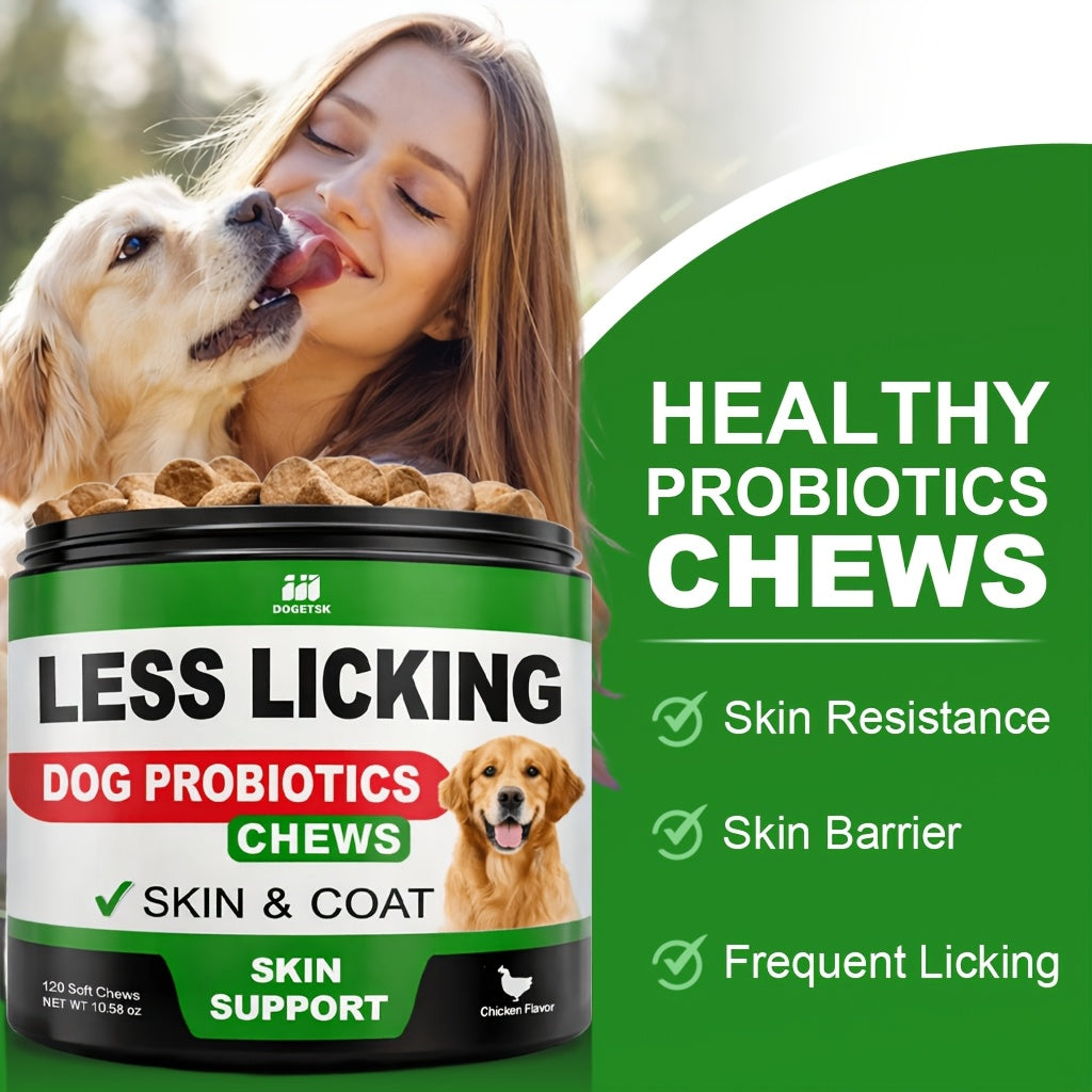 Dog Immune & Gut Support Chews 120ct – Chicken Flavor Soft Chews for Healthy Skin & Coat, Digestive Health & Immune Boost