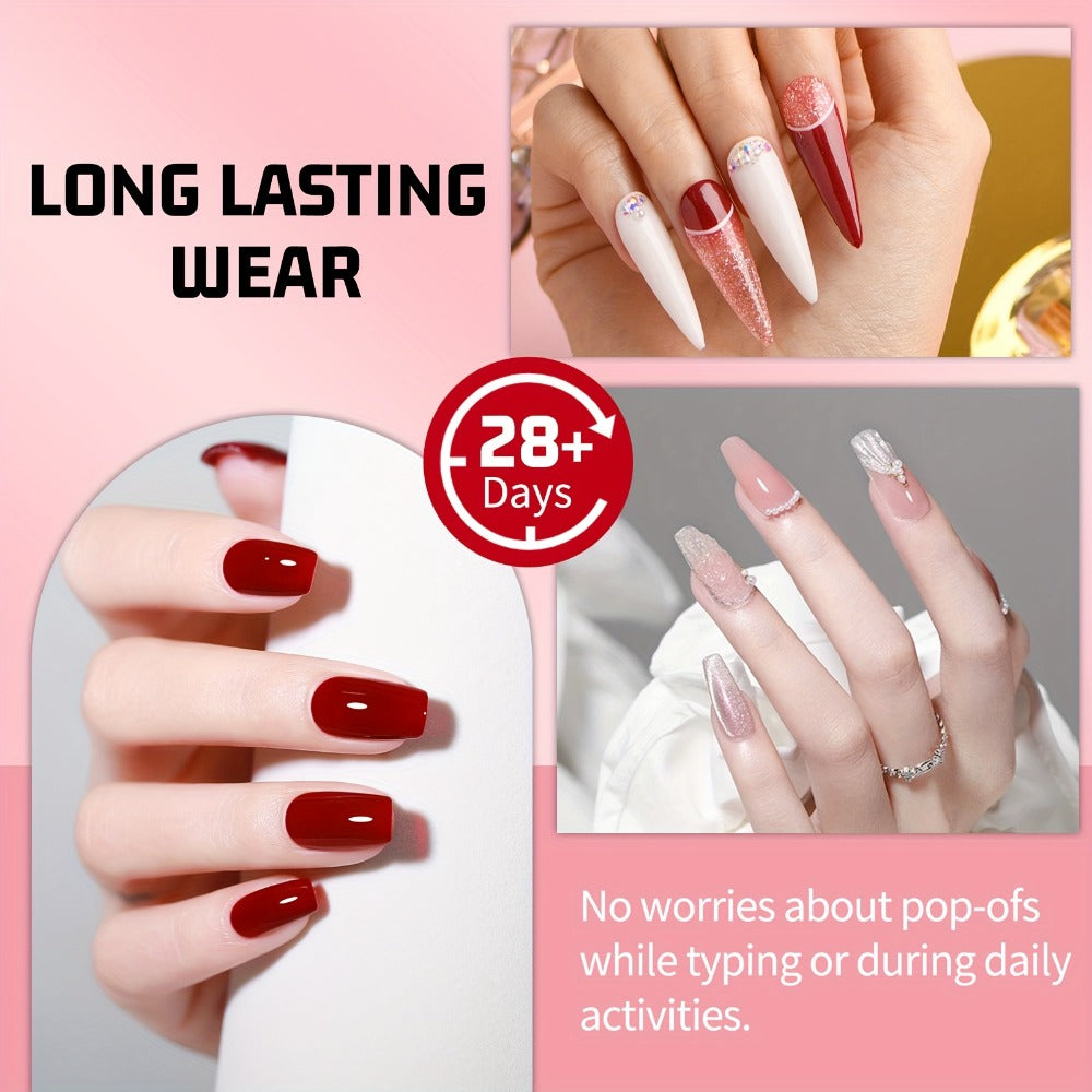 Semi-Solid Nail Glue Gel 3 Pack No UV Lamp Needed 10g Each – Extra Strong Anti-Drip Press On Nail Adhesive Quick Dry Long Lasting Waterproof