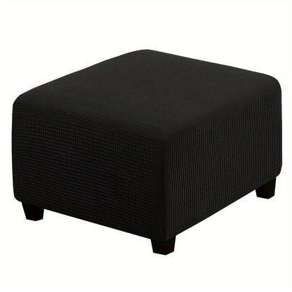 Square Ottoman Cover Elastic Stretch – Polar Fleece Footstool Slipcover with Elastic Band Closure Machine Washable for Home Office Decor
