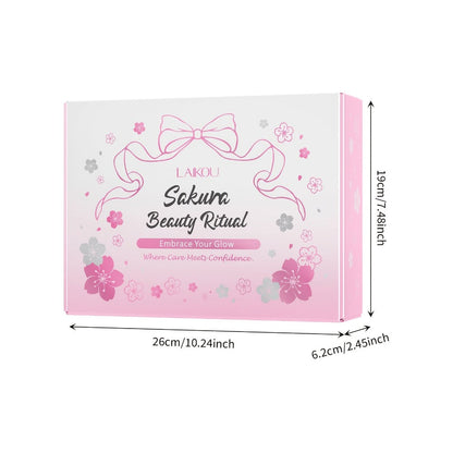 Sakura Skincare Gift Set with Mini and Full Routine Options, Pink Packaged Facial-Care Items and Accessories