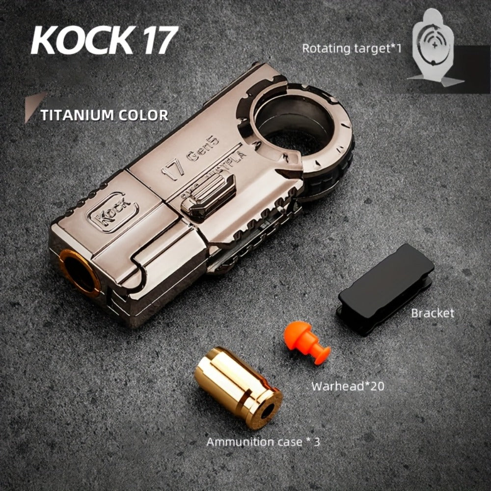 Alloy Finger Pistol Fidget Toy, One-Touch Cartridge Ejecting Stress Desk Toy, Cool EDC Novelty Gift for Adults Men Teens