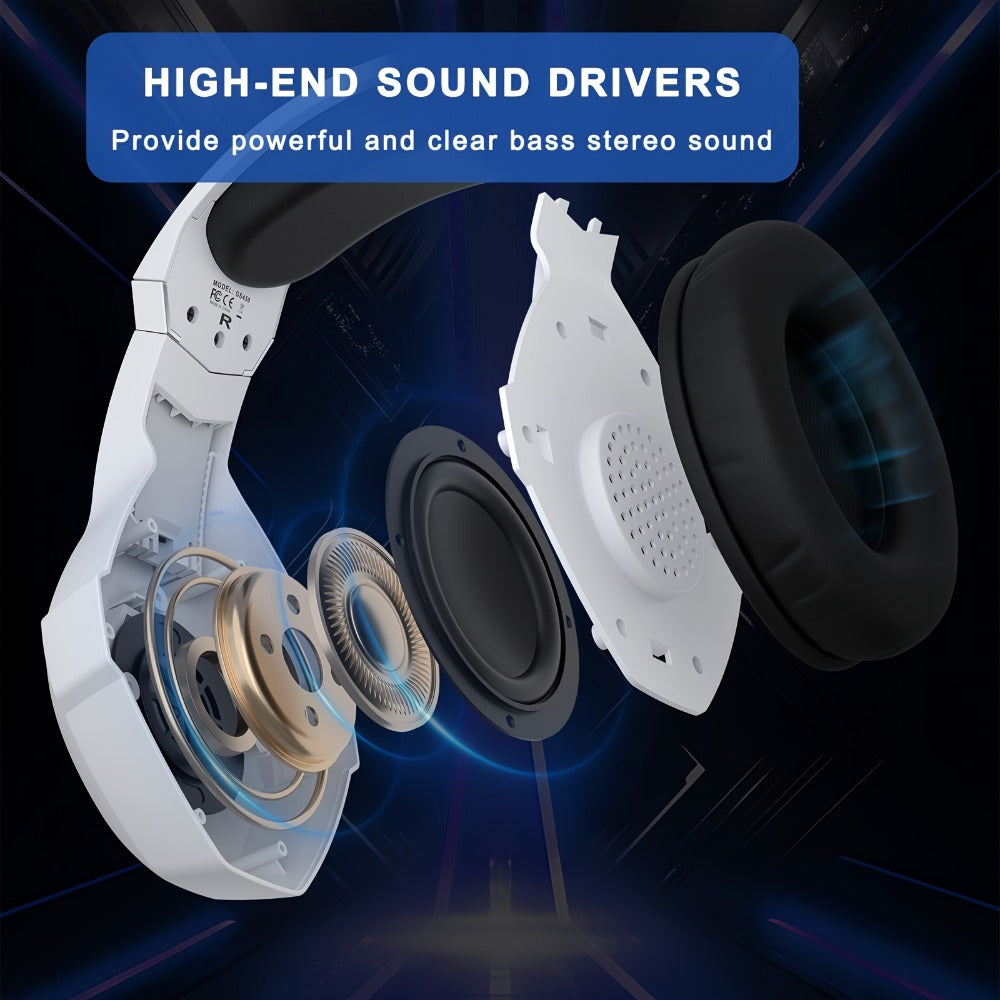 GS450 Gaming Headset Surround Stereo with LED Lights & Memory Earmuffs for Bedside Audio, Alarms and Room Entertainment