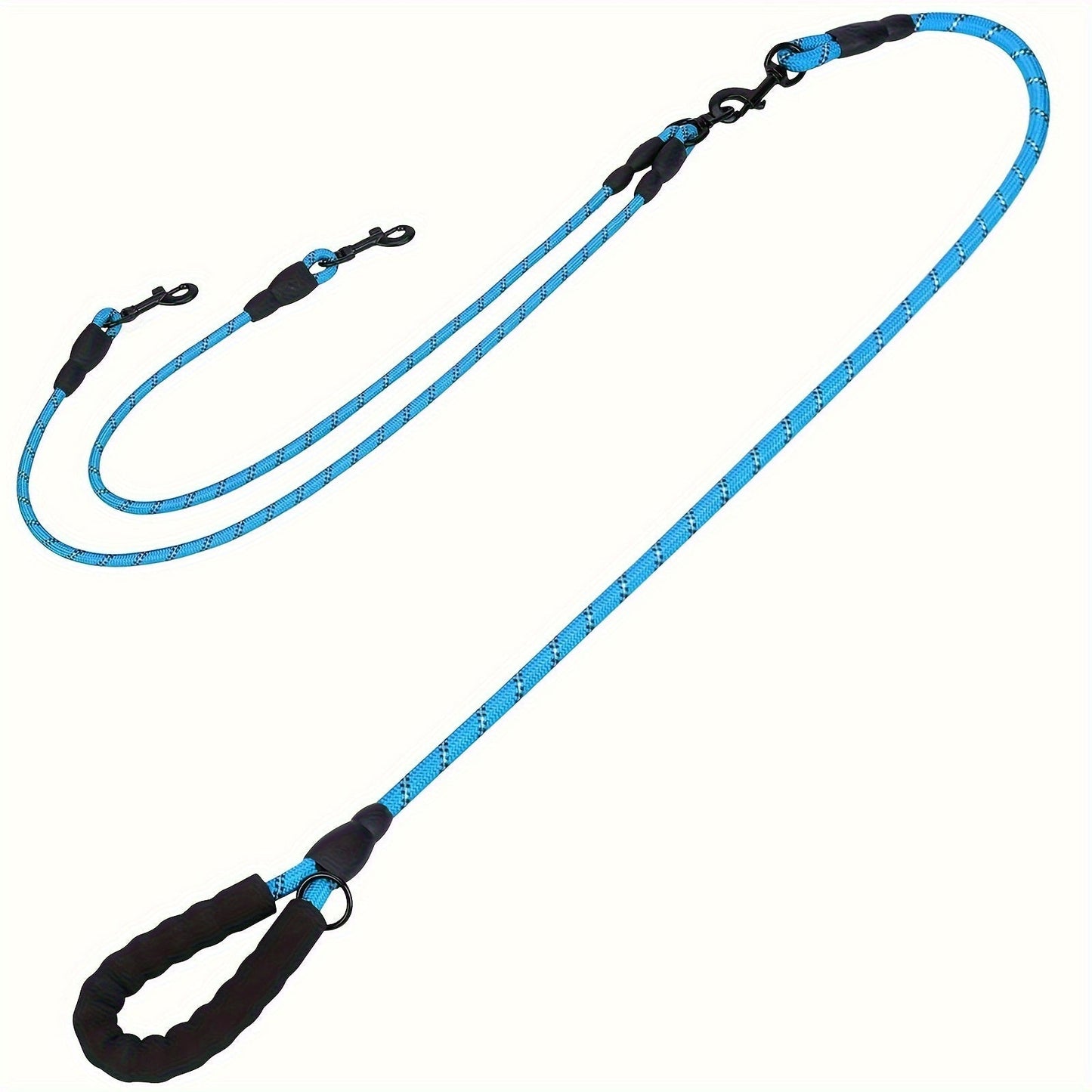 Dual Dog Walking Leash with Padded Handle, Two 30-Inch Branches and Six Reflective Color Options
