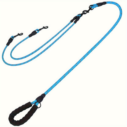 Dual Dog Walking Leash with Padded Handle, Two 30-Inch Branches and Six Reflective Color Options