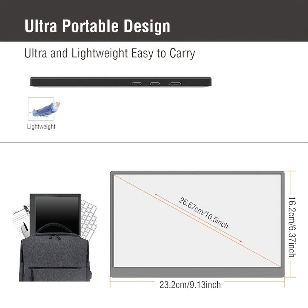 Anmite 10.5" IPS Portable Monitor 1280P 100% sRGB USB-C for an Everyday Personal Care Routine