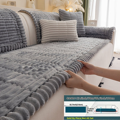 Sofa Cushion Cover Plush Velvet Washable Seat Pad Wavy Edge Soft Kapok Filling for Couch Loveseat 1 2 3 4 Seater