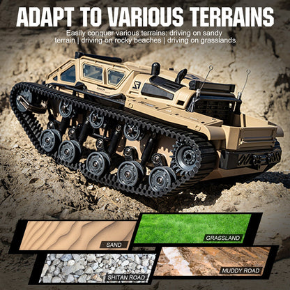 Full-Proportional RC Tracked Tank with LED Lights, Alloy Door Open Military War Vehicle Off-Road Remote Control Tank for Kids Adults