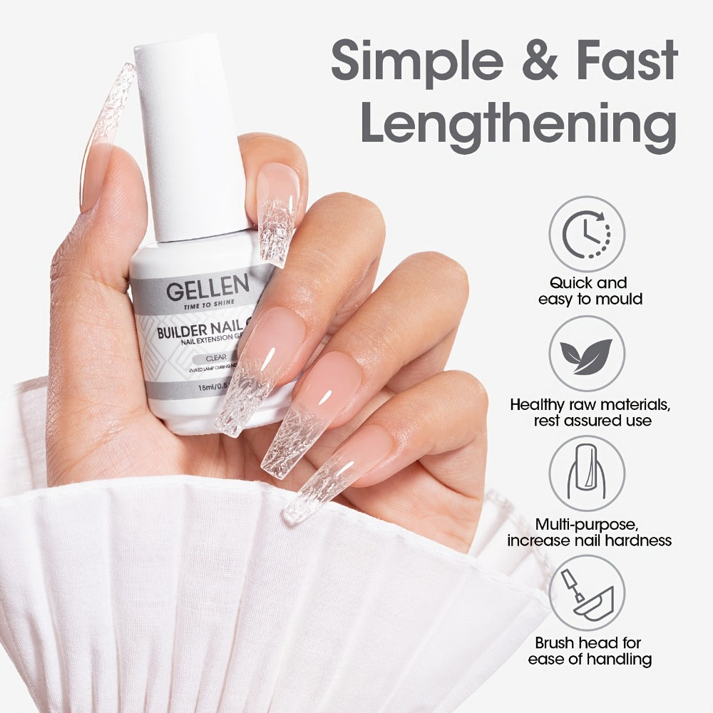 Hard Gel Nail Extension Builder Gel 7-in-1 Self-Leveling – 28+ Day Wear, LED UV Cured, 15ml, Clear Pink Nude Baby Pink Milky White