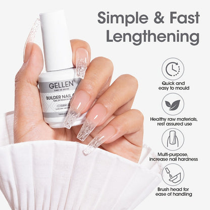 Hard Gel Nail Extension Builder Gel 7-in-1 Self-Leveling – 28+ Day Wear, LED UV Cured, 15ml, Clear Pink Nude Baby Pink Milky White