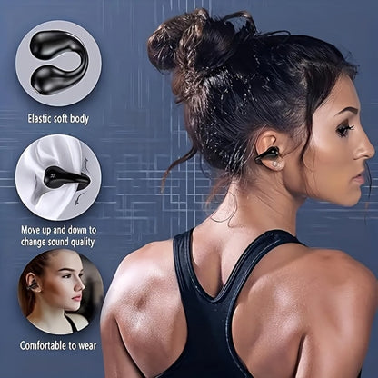 Menzluio Bone Conduction Headphones 48H Playtime HiFi Stereo Active Call Noise for Bedside Audio, Alarms and Room Entertainment