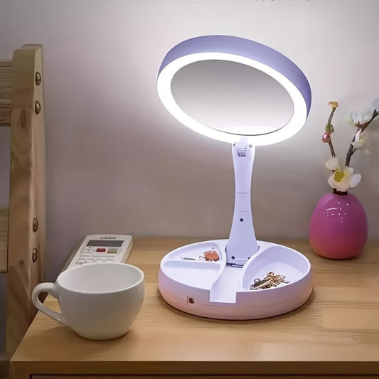Lighted Makeup Mirror with 10x Magnifying Glass, Double Sided LED Vanity Mirror, Bright Shadow-Free Light