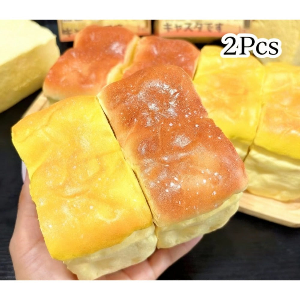 Slow Rise Bread Squishy Toy 2-Pack, Squeeze Fidget Sensory Toys for Anxiety & Stress, TPU Foam, Mixed Color Light & Dark