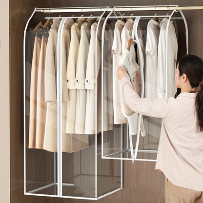 Clear Hanging Garment Bag PVC Zipper Dustproof Closet Organizer for Coats Suits Dresses for Entryways, Bedrooms and Living Spaces