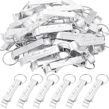 Bottle Opener Keychains Bulk 100 Pack – Aluminum Engraved Keychain Bottle Openers for Wedding Favors