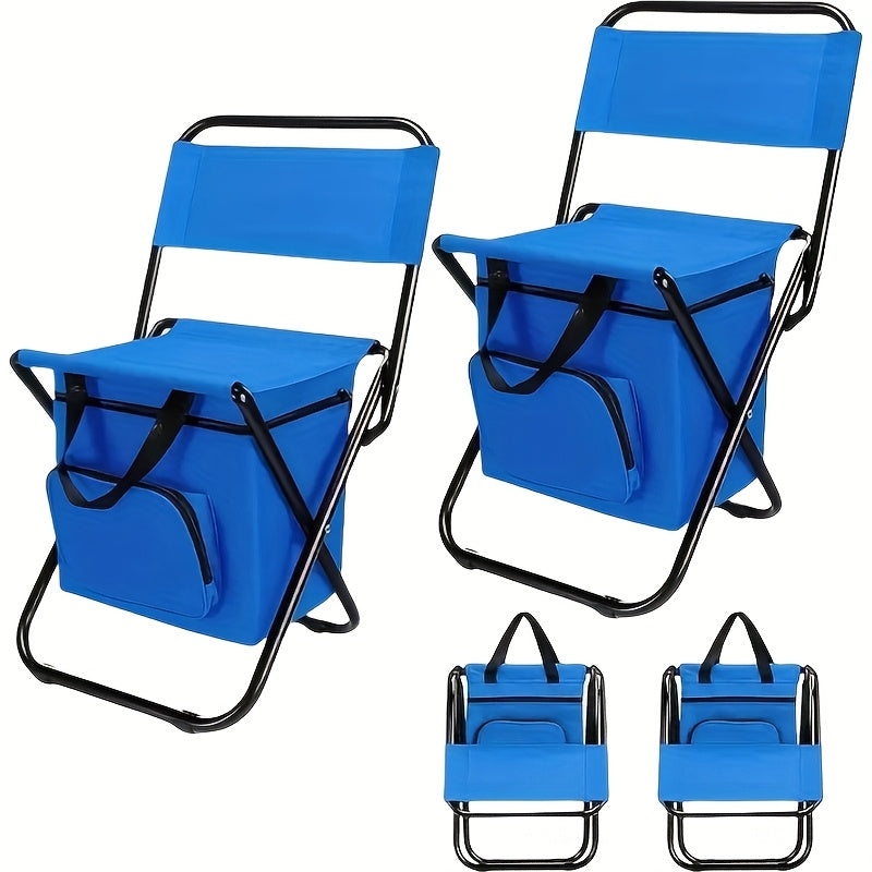 Folding Backpack Camping Chair with Backrest & 12.4L Storage Bag, Lightweight 265 lb Stool for Fishing & Events