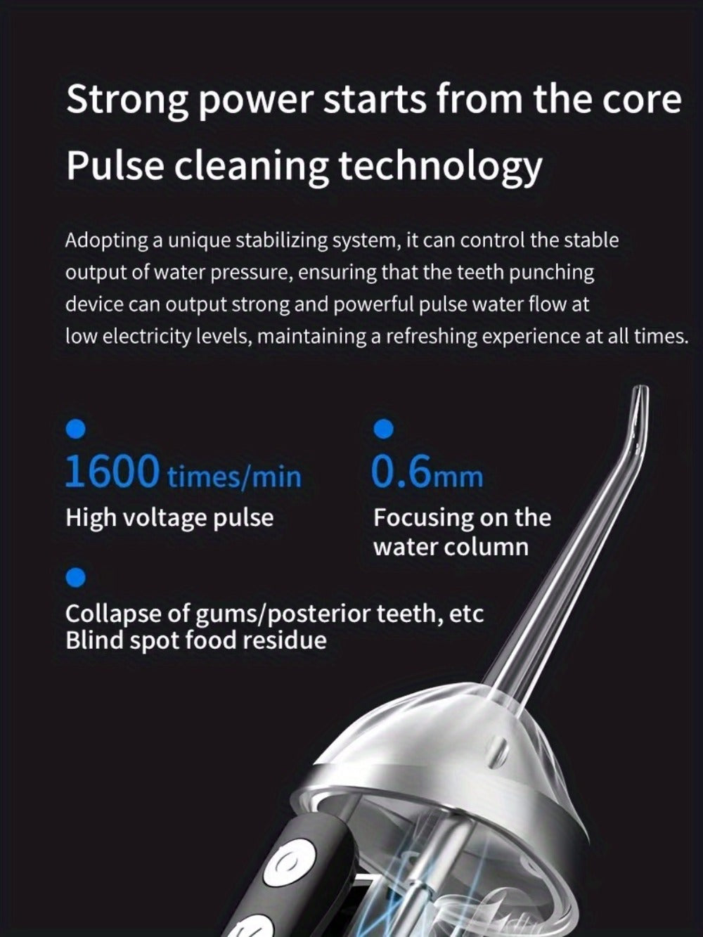 Water Flosser Portable Three-Mode Oral Irrigator with Brush Head Attachment, USB Charging and White, Black or Pink Options