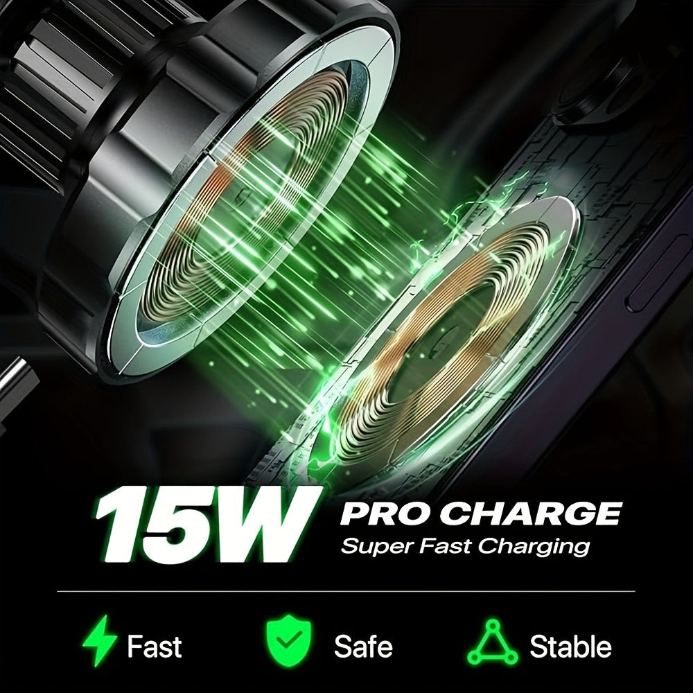15W Magnetic Wireless Car Charger – Air Vent Mount with N52 Strong Magnet, Fast Charging for iPhone 17 Pro Max / 16 / 15 / 14 / 13 / 12