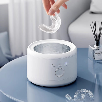 Electric Ultrasonic Cleaner Machine for Dentures Jewelry & Glasses – USB Rechargeable 3 Speeds Auto Timer 180ml Tank One-Touch Portable