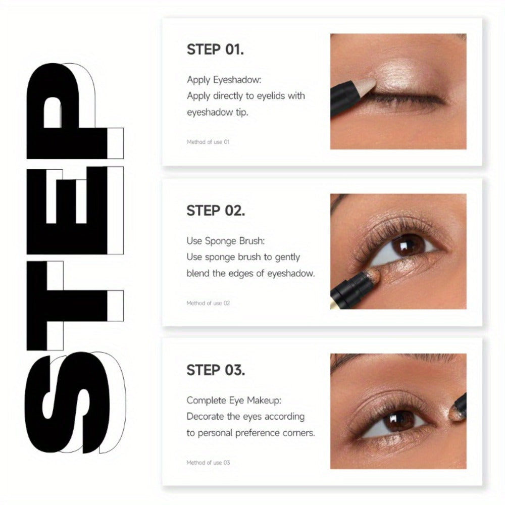 Metallic Eyeshadow Stick Set 9pcs Waterproof Long-Lasting Eye Makeup Kit – Shimmer Crayon Eye Brightener Highlighter & Eyeliner Pen