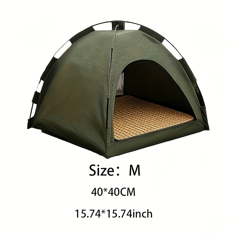 Fern-Green Dome Pet Tent with Folding Fabric Shell, Interior Mat and Three Square Size Options