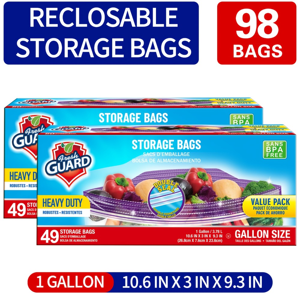 Freezer Storage Bags Resealable, Sturdy Bulk Food Storage Bags with Easy-Open Tabs for Freezer & Refrigerator
