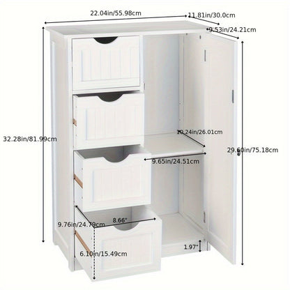 Bathroom Storage Cabinet with Drawers – Waterproof Freestanding Floor Cabinet with 4 Drawer Organizer for Bathroom, Bedroom, Living Room