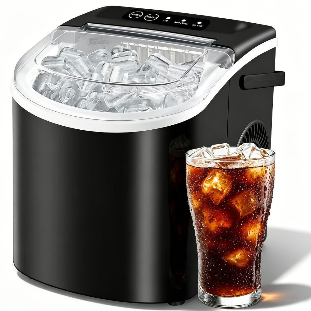 Ice Maker with Basket & Scoop, /Day Countertop Bullet Ice Machine, 9 Cubes in 6 Mins, Self-Cleaning