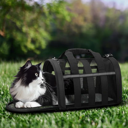 Arched Mesh-Panel Pet Carrier with Top Handles, Seven Colors and Complete S, M and L Size Grid