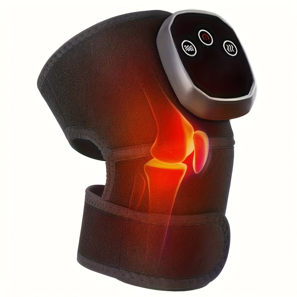 Heating Knee Massager 3-in-1 Wireless Vibrating Knee Brace - Electric Heating Pad with Vibration Massage for Knee