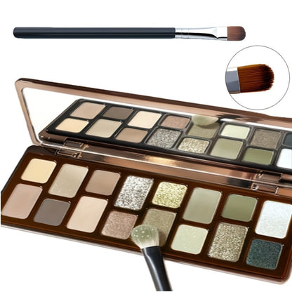 Eyeshadow Palette 16-Shade Brown and Green Compact with Matte, Shimmer and Glitter Finish Mix